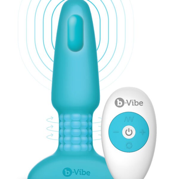 Анальна пробка з вібрацією та імітацією риммінгу b-Vibe Rimming Plug 2, блакитна