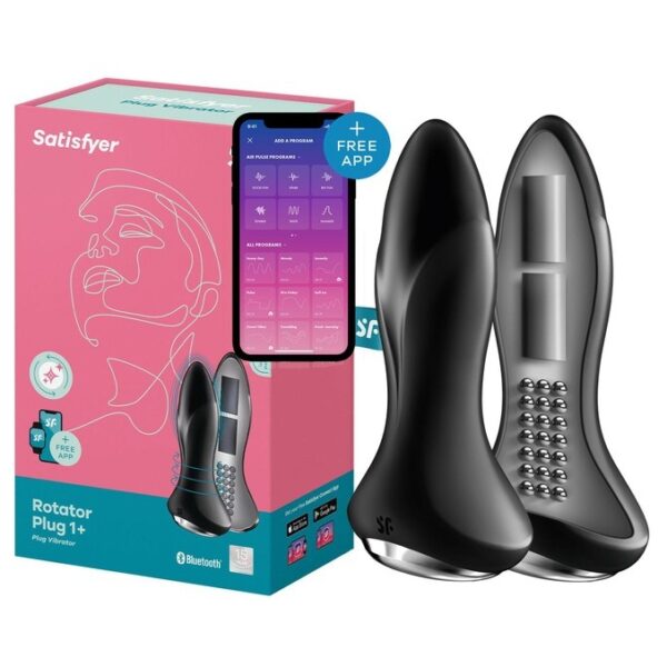 Анальна смарт пробка з вібрацією та намистинами Satisfyer Rotator Plug 1 Connect App чорна