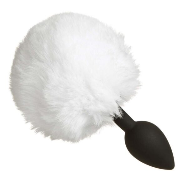 Анальна силіконова пробка з хвостиком зайчика white S