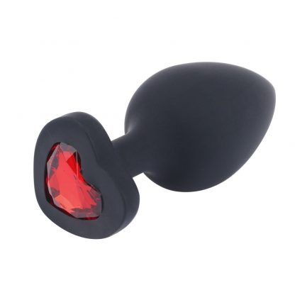 Анальна пробка Loveshop Black Silicone Herart RED, S