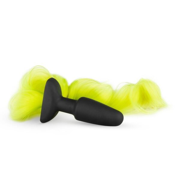 Анальна пробка з хвостом Silicone Butt Plug With Tail-Yellow