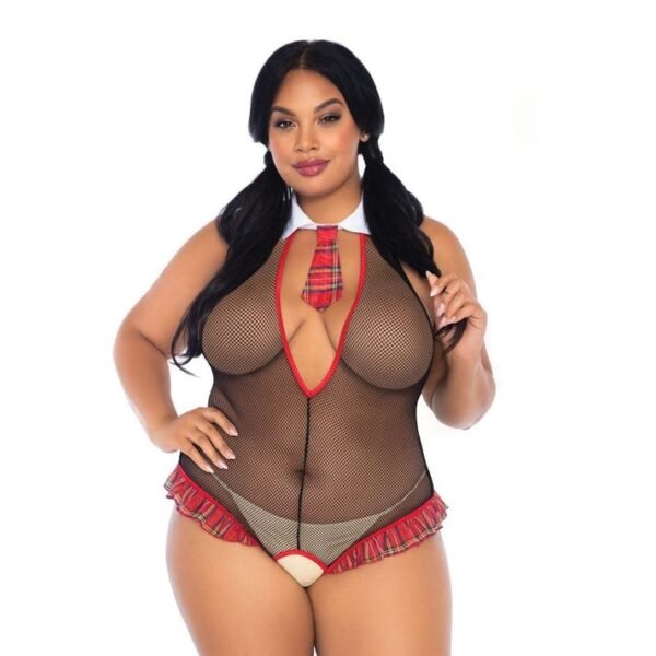 Боді School Girl Leg Avenue, чорний/червоний 1X/2X