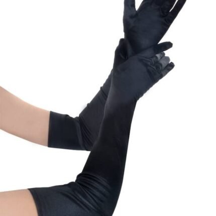 Довгі чорні рукавички Star Night зі штучного шовку, 55 см (без коробки)