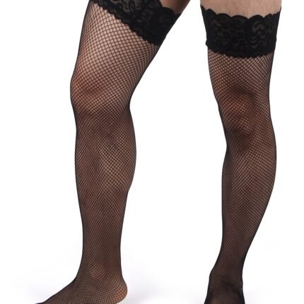 Панчохи чоловічі чорні в сіточку з мереживом Star Night на силіконовій стрічці, S