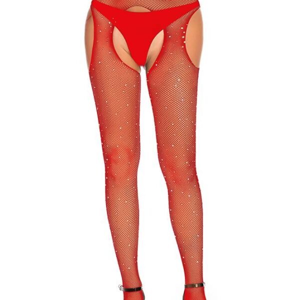 Колготки з відкритим доступом та стразами Star Night червоні XS-M