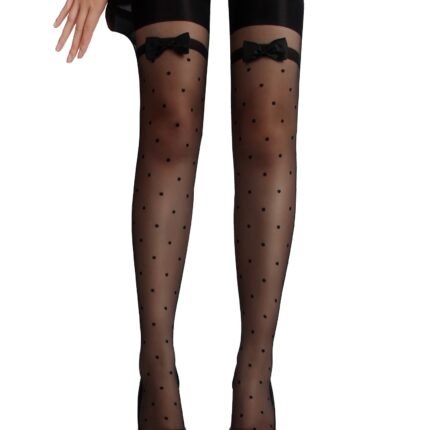 Панчохи в горошок Star Night з бантиками, чорний