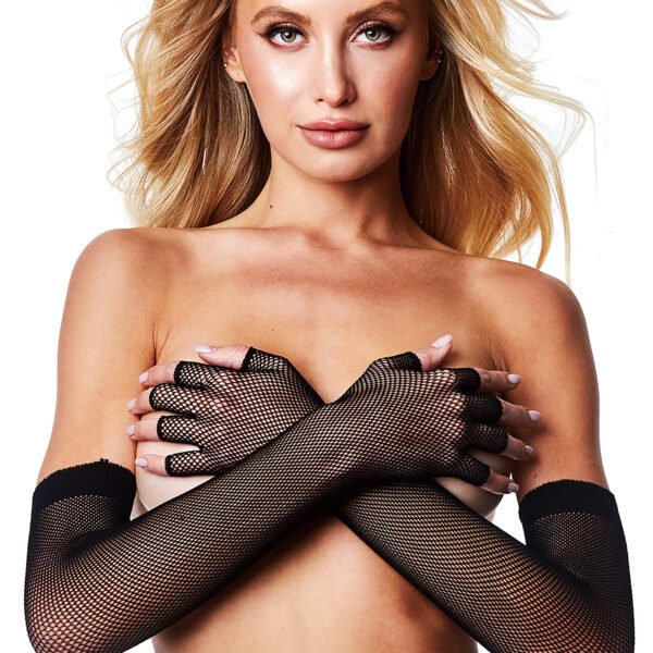 Довгі рукавички без пальців BACI сітчасті, чорний