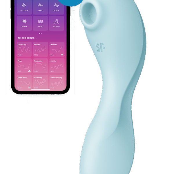 Подвійний смарт вібратор із вакуумною стимуляцією Satisfyer Curvy Trinity 5 + блакитний