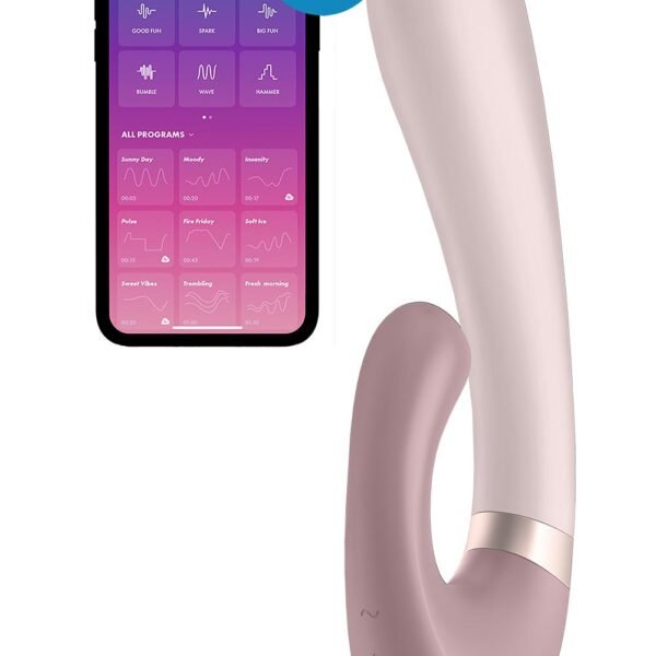 Подвійний смарт вібратор з функцією нагріву Satisfyer Heat Wave Connect App Mauve ніжно-рожевий
