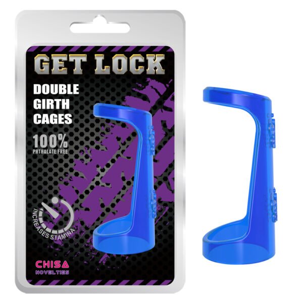 Ерекційне кільце Chisa Get Lock Double Girth Cages з двома кріпленнями, синє