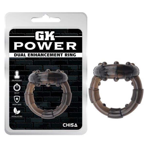 Ерекційне кільце Chisa GK Power Dual Enhancement Ring з рельєфною поверхнею, чорне