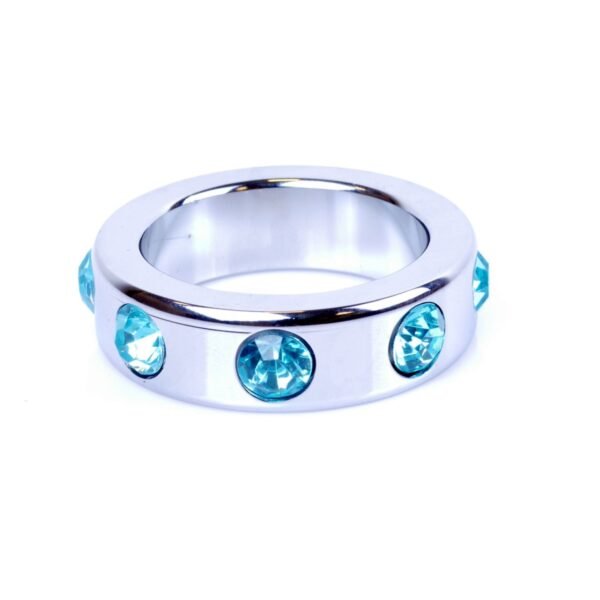 Ерекційне кільце Boss Series Metal Cock Ring with Light Blue Diamonds Medium