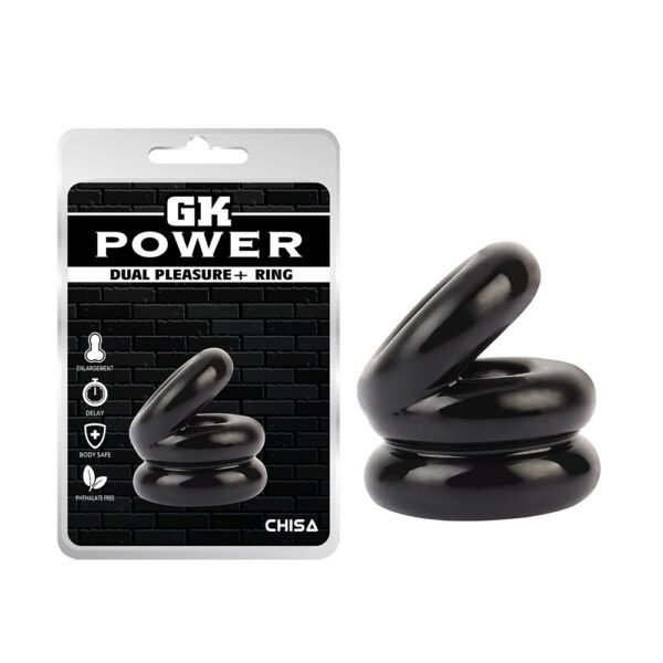Ерекційне кільце на пеніс та мошонку Chisa GK Power Dual Pleasure+ Ring, чорний