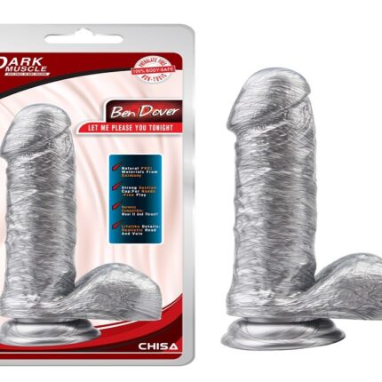 Фалоімітатор з мошонкою на присосці Chisa Dark Muscle, сріблястий