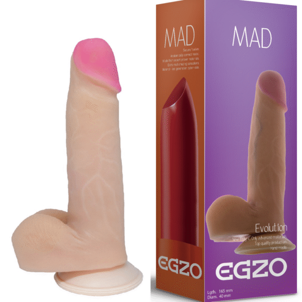 Фалоімітатор реалістичний з мошонкою EGZO MAD Ciberskin Pushy Lover на присосці