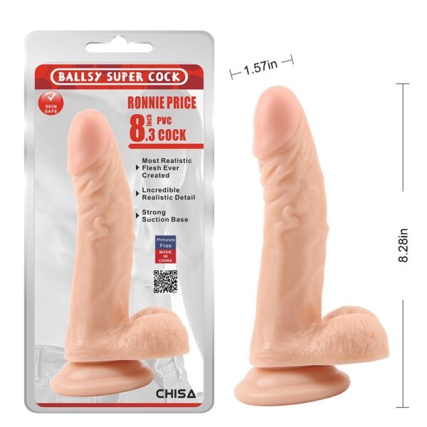 Фалоімітатор реалістичний Chisa Ballsy Super Cock 8. 3 з мошонкою, на присосці, бежевий