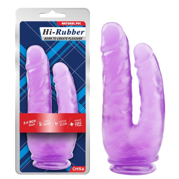 Фалоімітатор подвійний Chisa Hi-Rubber 9.4 на присосці, фіолетовий