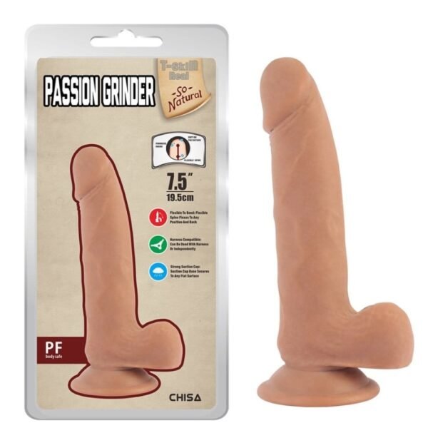 Фалоімітатор із присоскою реалістичний Chisa T-skin ReaL Passion Grinder, бежевий, 19. 5 см
