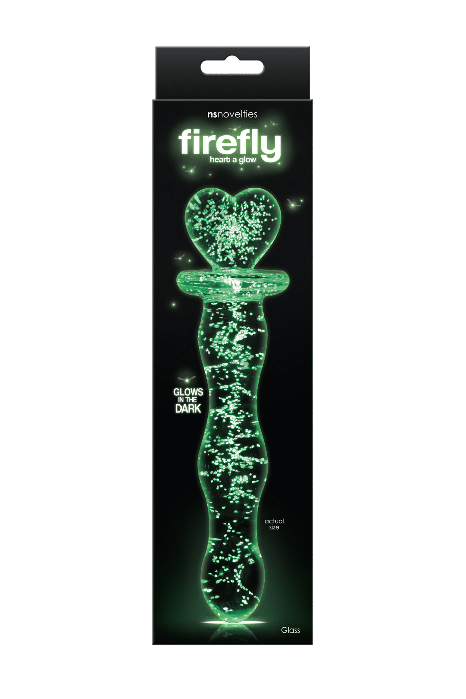 Фалоімітатор скляний NS Novelties, що світиться FIREFLY GLASS HEART A GLOW CLEAR - Зображення 3