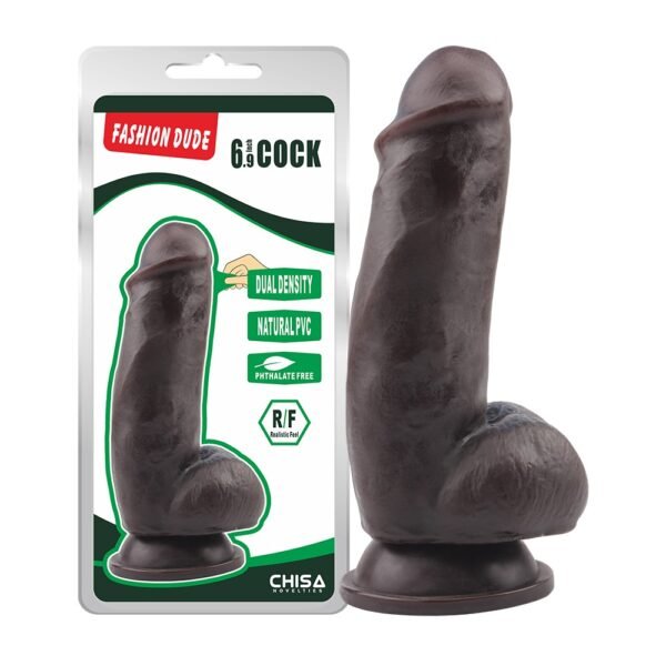Фалоімітатор Chisa Fashion Dude 6. 9 Cock з мошонкою на присосці, коричневий