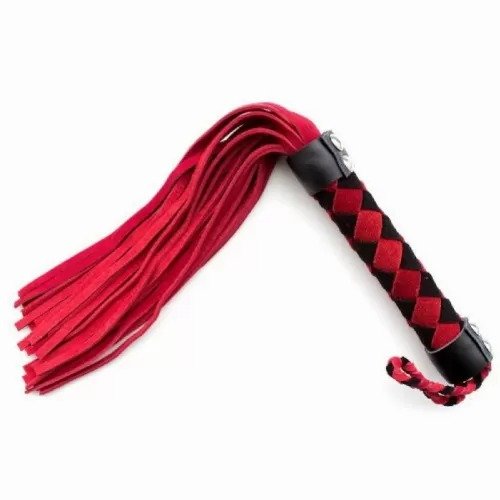 Флоггер DS Fetish Leather flogger M червоно-чорний ромб 38см