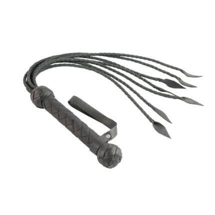 Флогер зі шкіри DS Fetish 7 плетених хвостів з наконечниками