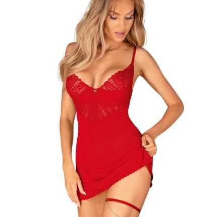 Гартер Obsessive Ingridia з ланцюжком, червоний