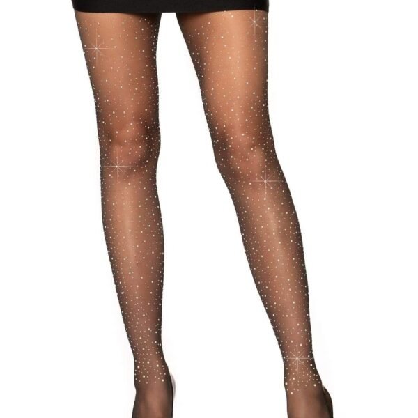 Колготки зі стразами Leg Avenue Petra Sheer Rhinestone, чорні, One Size