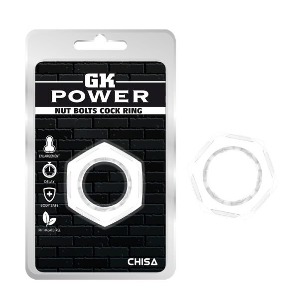 Кільце ерекційне Chisa GK Power Nust Bolts Cock Ring, прозоре