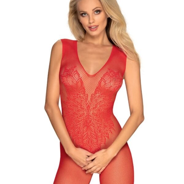 Комбінезон з аплікацією у вигляді крил та відкритим доступом Obsessive N112 червоний, S/M/L