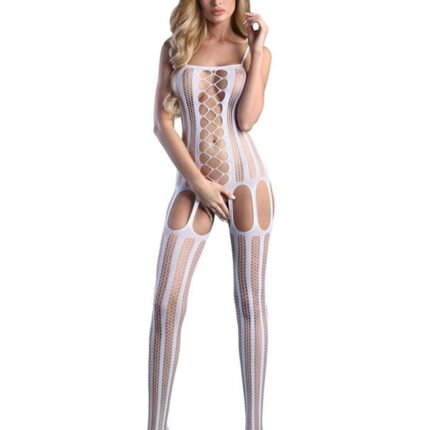 Бодістокінг у сітку з декоративними переплетеннями Star Night білий XS-M