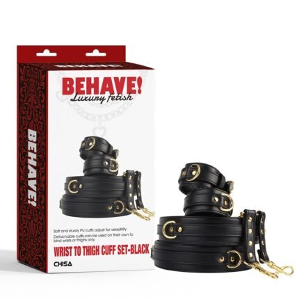 Комплект манжетів на зап'ястя та стегна Chisa BEHAVE! Luxury Fetish чорний