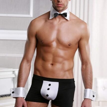 Комплект Oфіціант Sunspice боксери, метелик, манжети, чорно білий, O/S