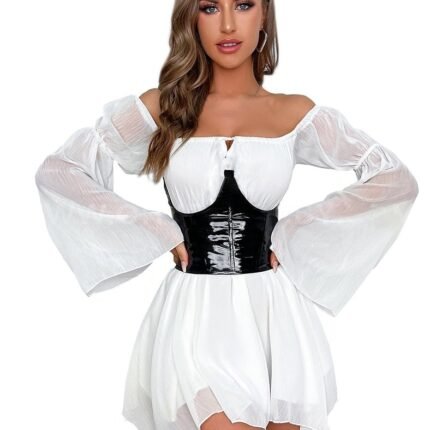 Корсет під груди Star Night зі шнурівкою та трусиками в комплекті, чорний, S (без коробк