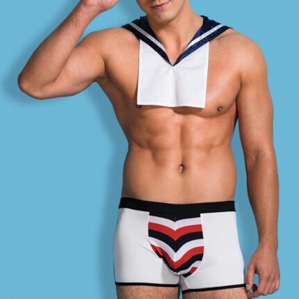 Костюм Моряка Sunspice кепка, боксери, комір, синій - білий, S/M