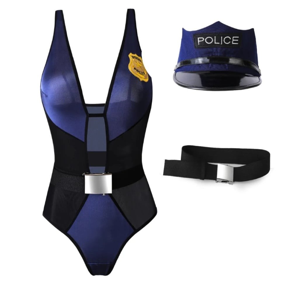 Костюм Поліцейської Sunspice боді, кепка та ремінь, чорно-синій, S/M - Зображення 3