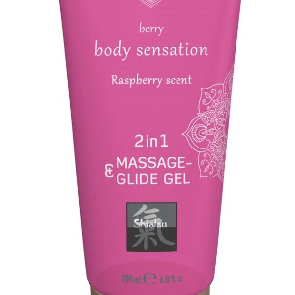 Лубрикант та масажне масло 2 в 1 HOT SHIATSU Massage-& Glide gel 2in1 Raspberry scent, 200 мл
