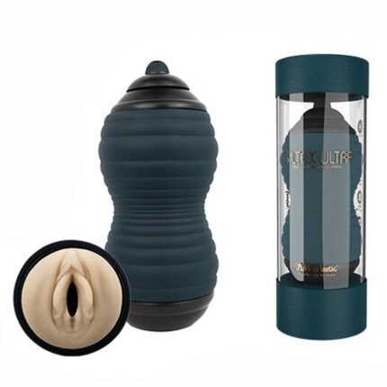 Маструбатор  вагіна з кібершкіри Adrien Lastic Siltex Ultra, бежевий у сірій колбі