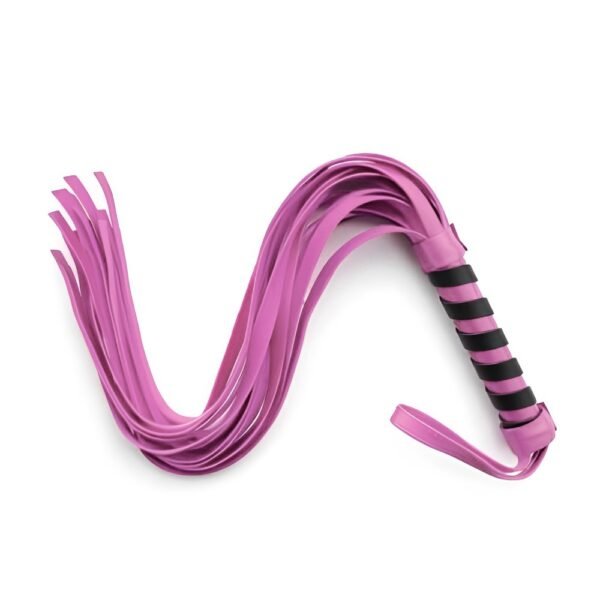 Міні флогер з довгими хвостами, рожевий з чорним переплетенням.