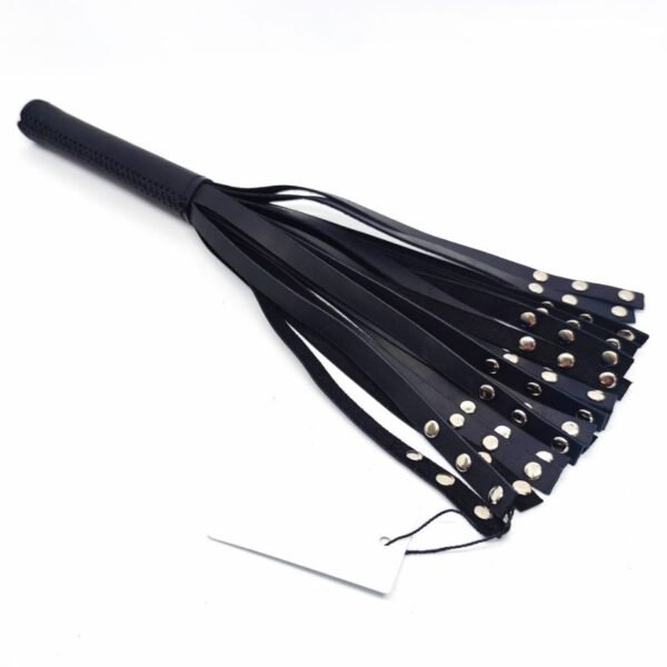 Міні флогер "модель - 20хвостів заклепки 35см Black натуральна шкіра