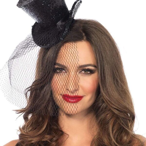 Міні-циліндр жіночий Mini Glitter Top Hat від Leg Avenue