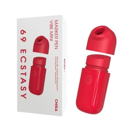 Міні вібратор Chisa 69 ECSTASY Marker Pen з вакуумною стимуляцією клітора, червоний