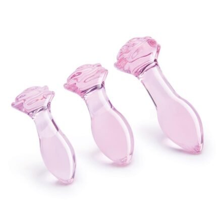 Набір анальних пробок DreamToys Glaze Glass Rosebud скляний, рожевий, 3 шт.