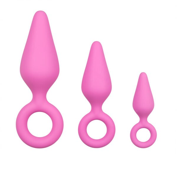 Набір анальних пробок Easytoys Pink Buttplugs With Pull Ring - Set