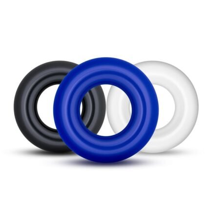 Набір ерекційних кілець Blush STAY HARD Donut чорний, білий, синій