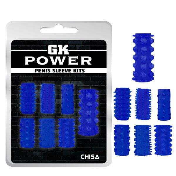 Набір насадок на пеніс Chisa GK Power з різним рельєфом, синій