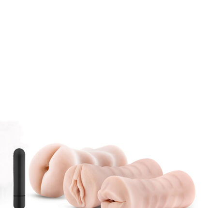 Набір реалістичних мастурбаторів із віброкулею M FOR MEN 3PACK VIBRATING SLEEVE KIT