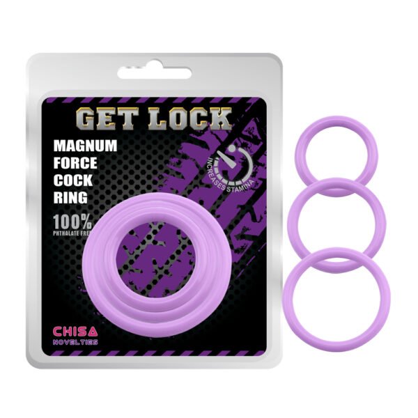 Набір ерекційних кілець Chisa Get Lock magnum force cock, фіолетові, 3 шт
