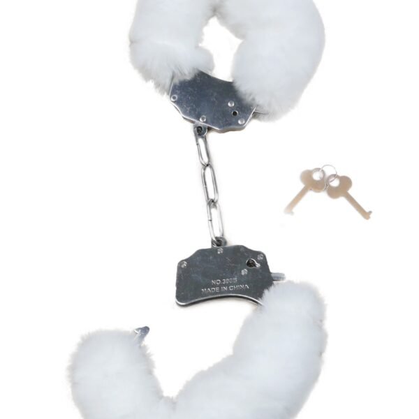 Наручники білий метал з хутром plush handcuffs