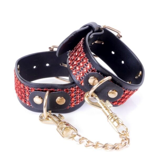 Наручники Fetish Boss з червоними кристалами 3 см